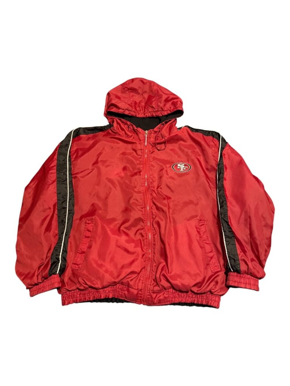 Vtg y2k Reebok Men San Francisco 49ers Reversible Nylon Jacket Black Red Xl Read